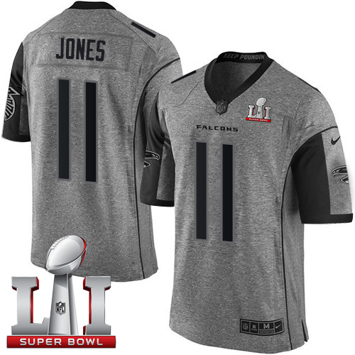 Nike Falcons #11 Julio Jones Gray Super Bowl LI 51 Men's Stitched NFL Limited Gridiron Gray Jersey